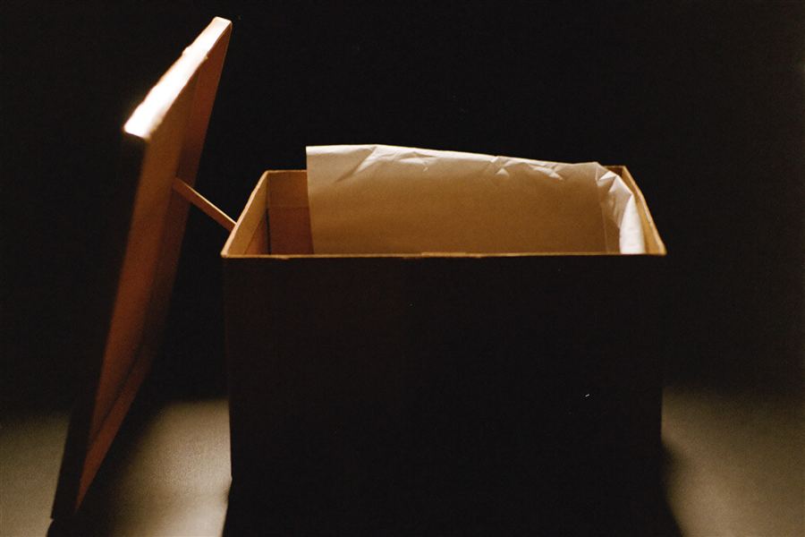 Opened shipping box with tissue paper